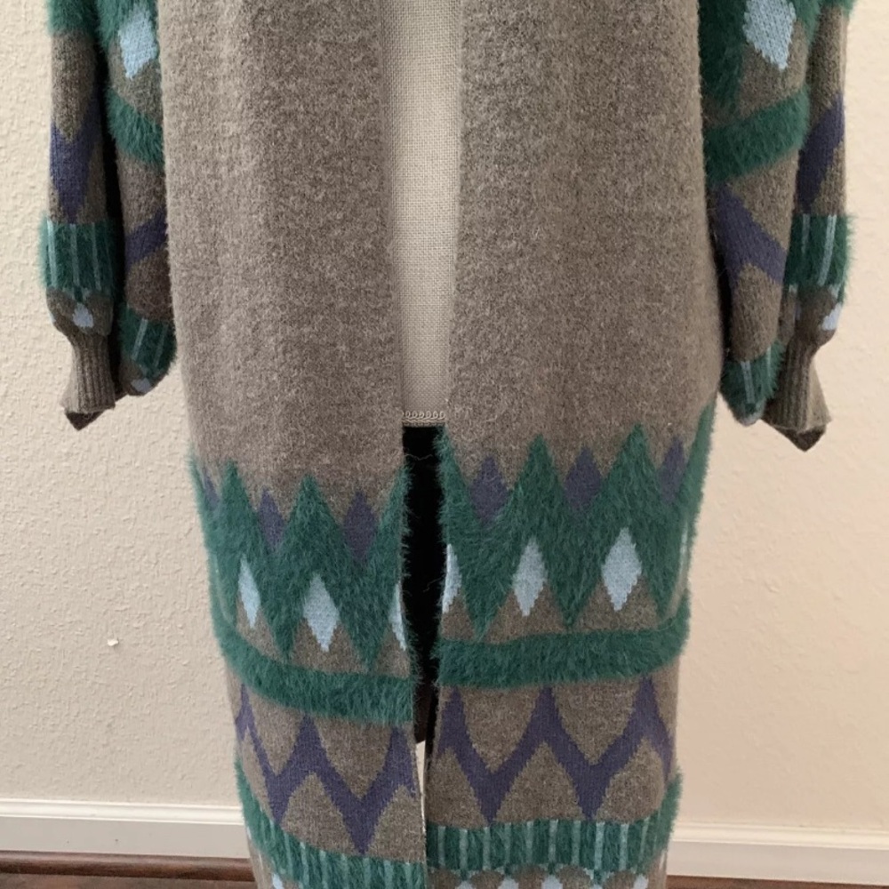 Anthropologie Kai Long Open Cardigan Sweater One Size Gray Excellent RARE HTF - Picture 5 of 12